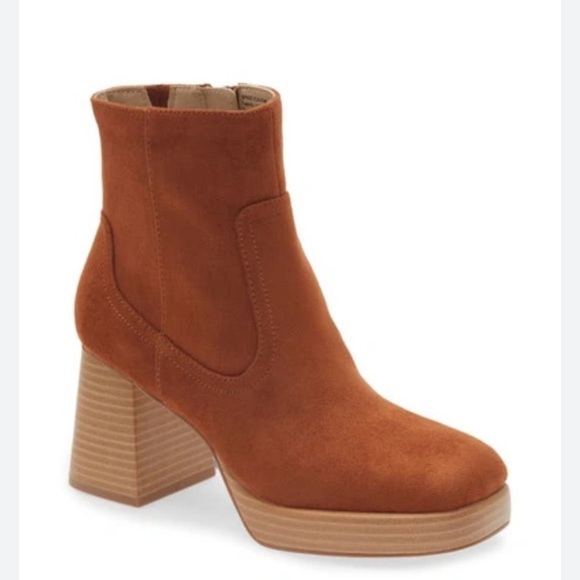 bp Shoes - BP Keyla Platform Bootie in Tan Chestnut